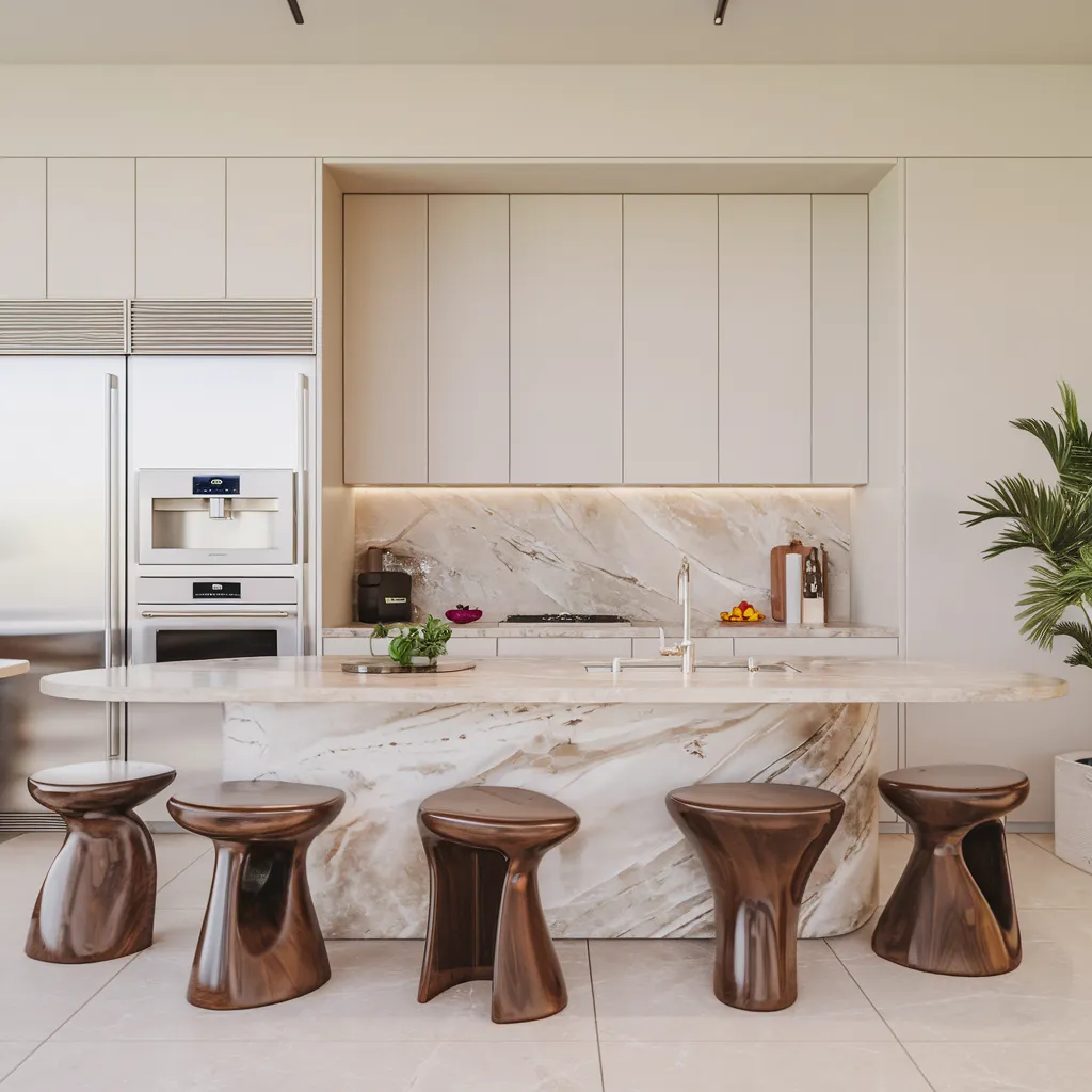 Organic Curves Meet Luxurious Comfort: The Kitchen Stool Trend You Can’t Miss
